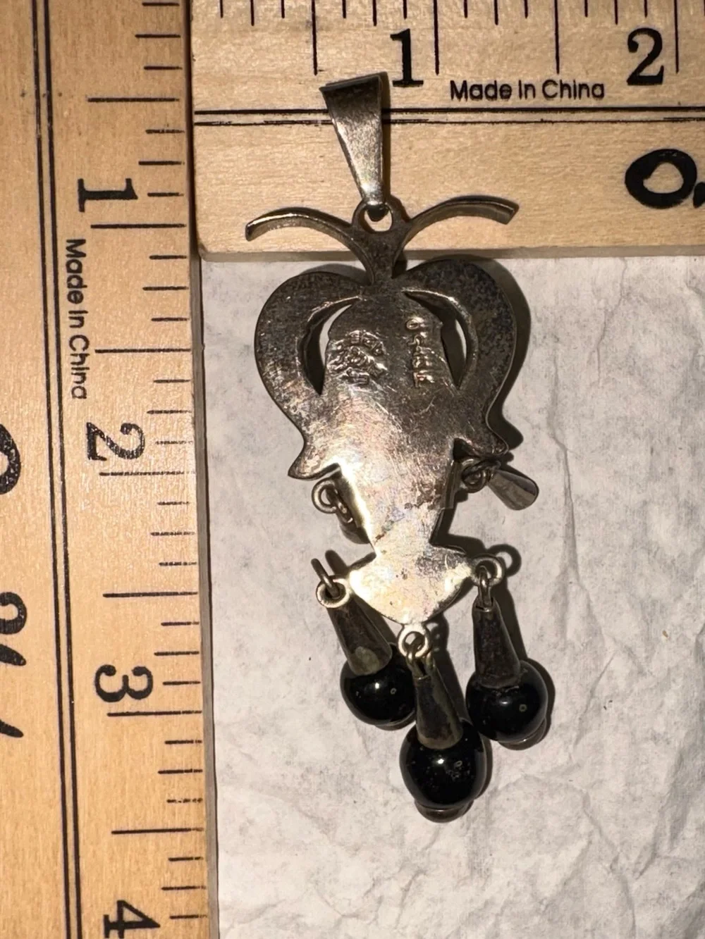 Sterling Silver Black Onyx & Malachite Dangle Pendant